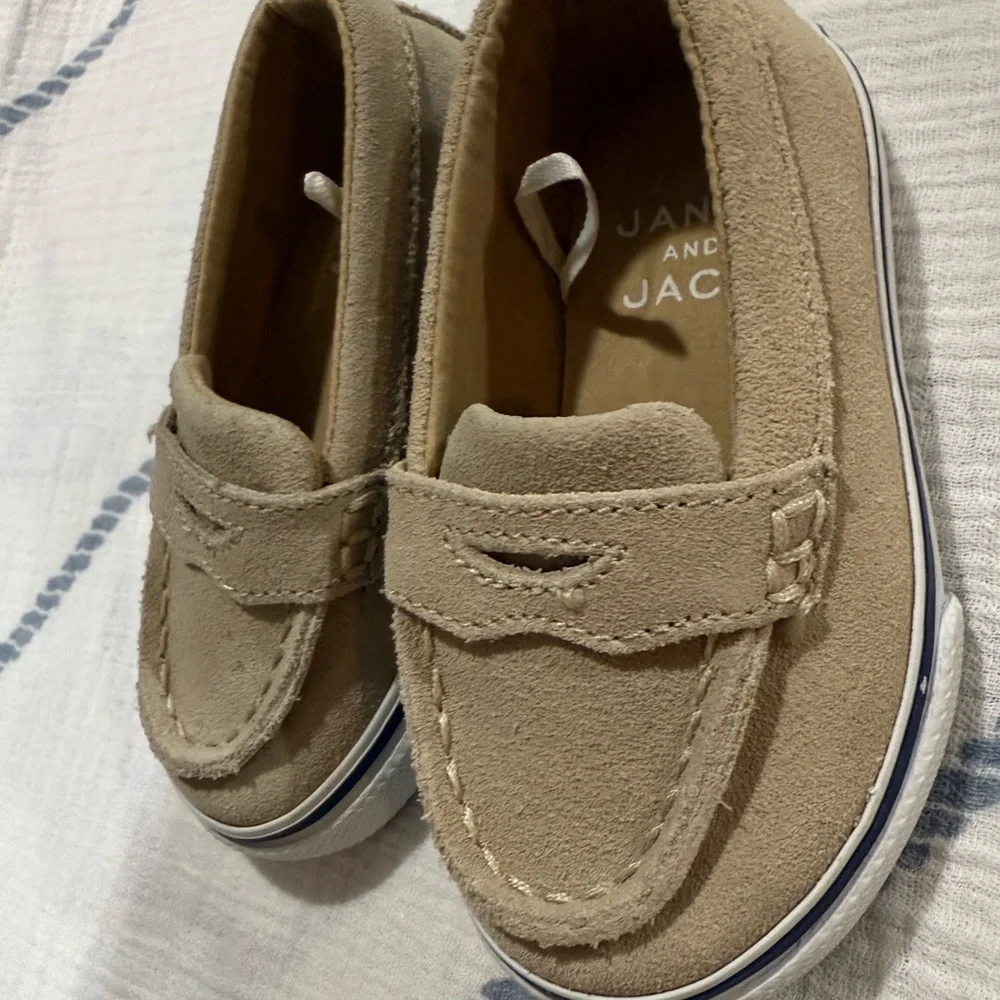 Janie and Jack Beige Baby Moccasins